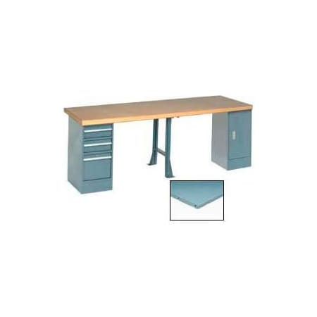 Global Industrial 96inW x 30inD Extra Long Production Workbench, Steel Square Edge, Gray 318918